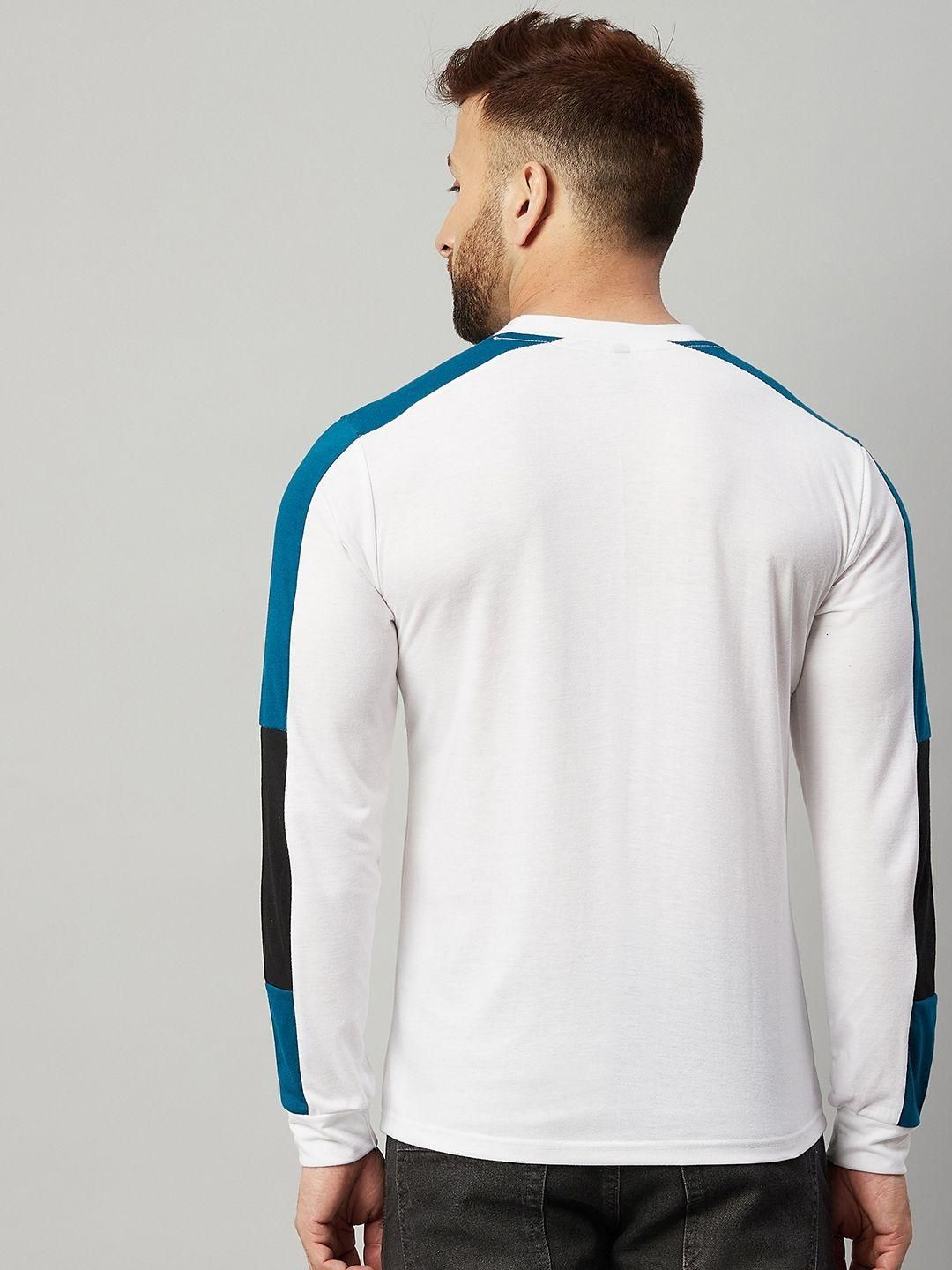 Cotton Blend Color Block Full Sleeves Mens Round Neck T-Shirt