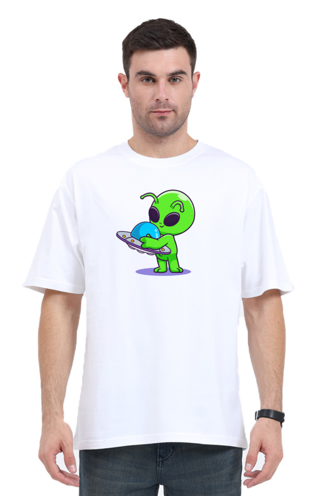 Spaceship Loving Alien Oversized T-Shirt