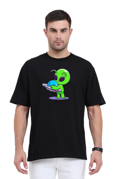 Spaceship Loving Alien Oversized T-Shirt