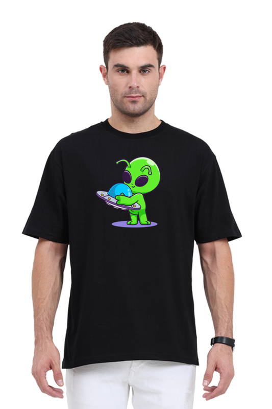 Spaceship Loving Alien Oversized T-Shirt