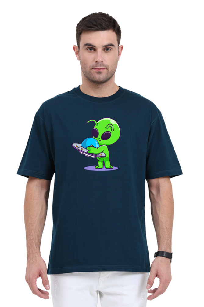 Spaceship Loving Alien Oversized T-Shirt