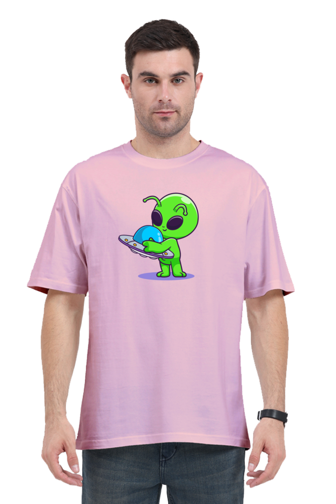 Spaceship Loving Alien Oversized T-Shirt