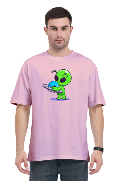 Spaceship Loving Alien Oversized T-Shirt