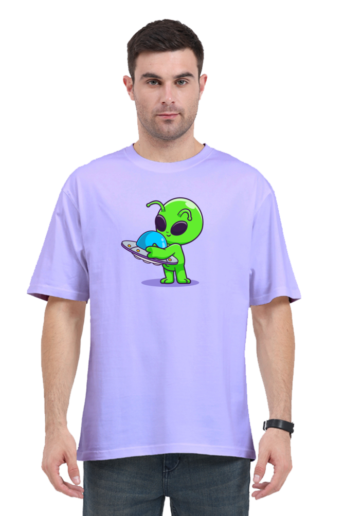 Spaceship Loving Alien Oversized T-Shirt