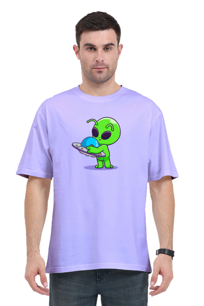 Spaceship Loving Alien Oversized T-Shirt