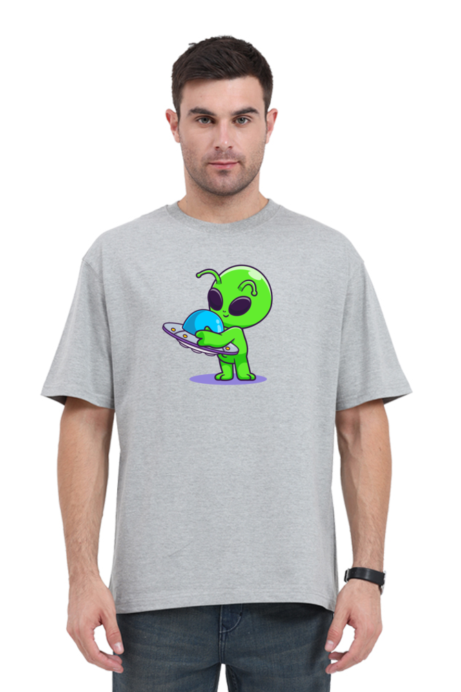 Spaceship Loving Alien Oversized T-Shirt