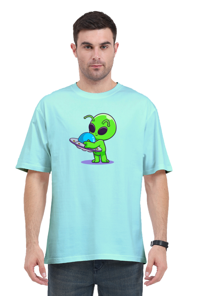 Spaceship Loving Alien Oversized T-Shirt