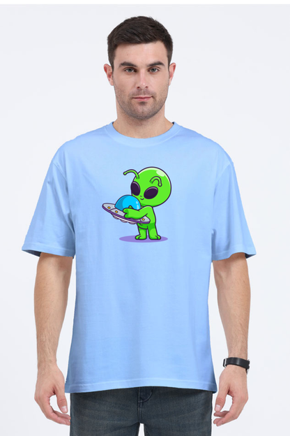 Spaceship Loving Alien Oversized T-Shirt