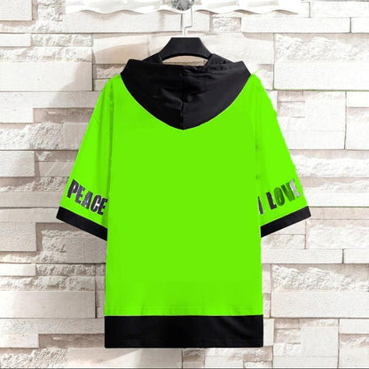 Cotton Printed Half Sleeves Mens Hooded Neck T-Shirt