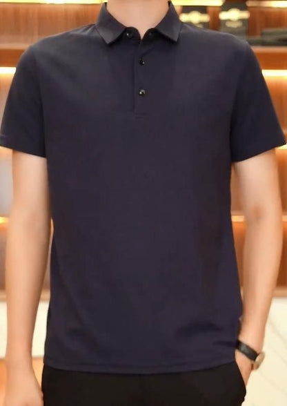 Men's Casual Solid Polo Neck T-shirt
