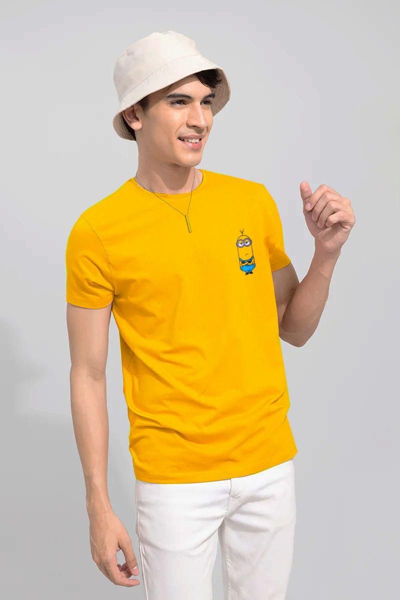 Cotton Blend Solid Half Sleeves Mens Round Neck T-Shirt
